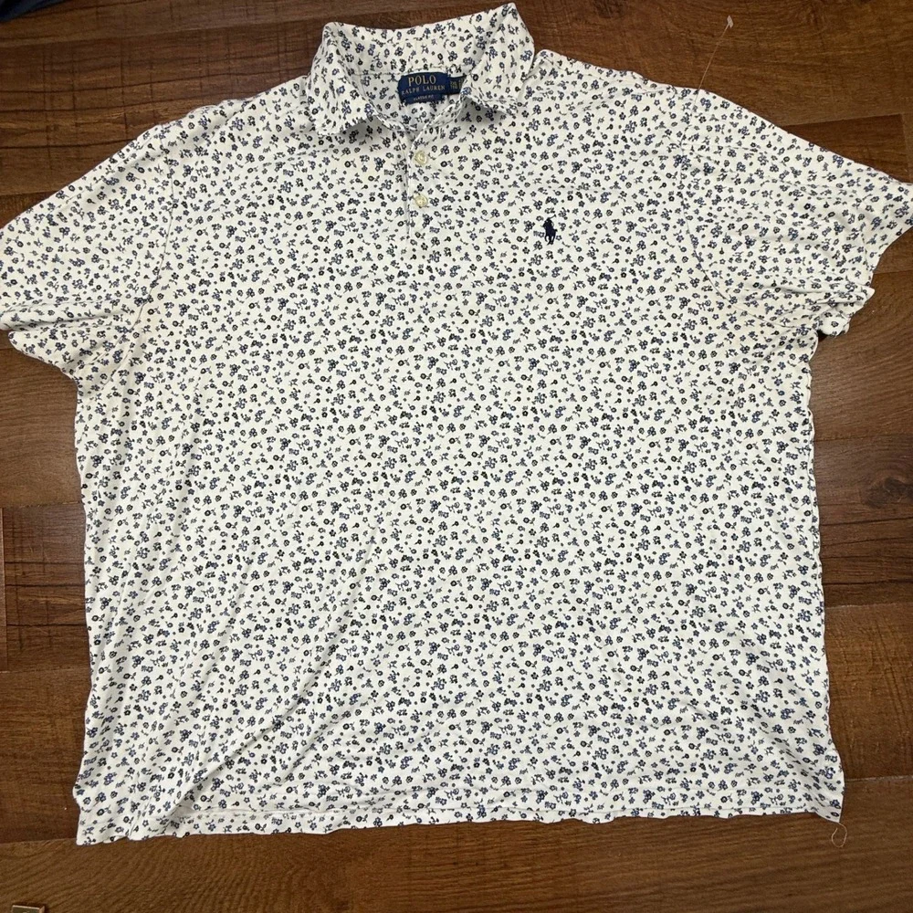 Polo Ralph Lauren Polo Mens XXL White Blue Floral Ditsy Classic Fit Cotton Short